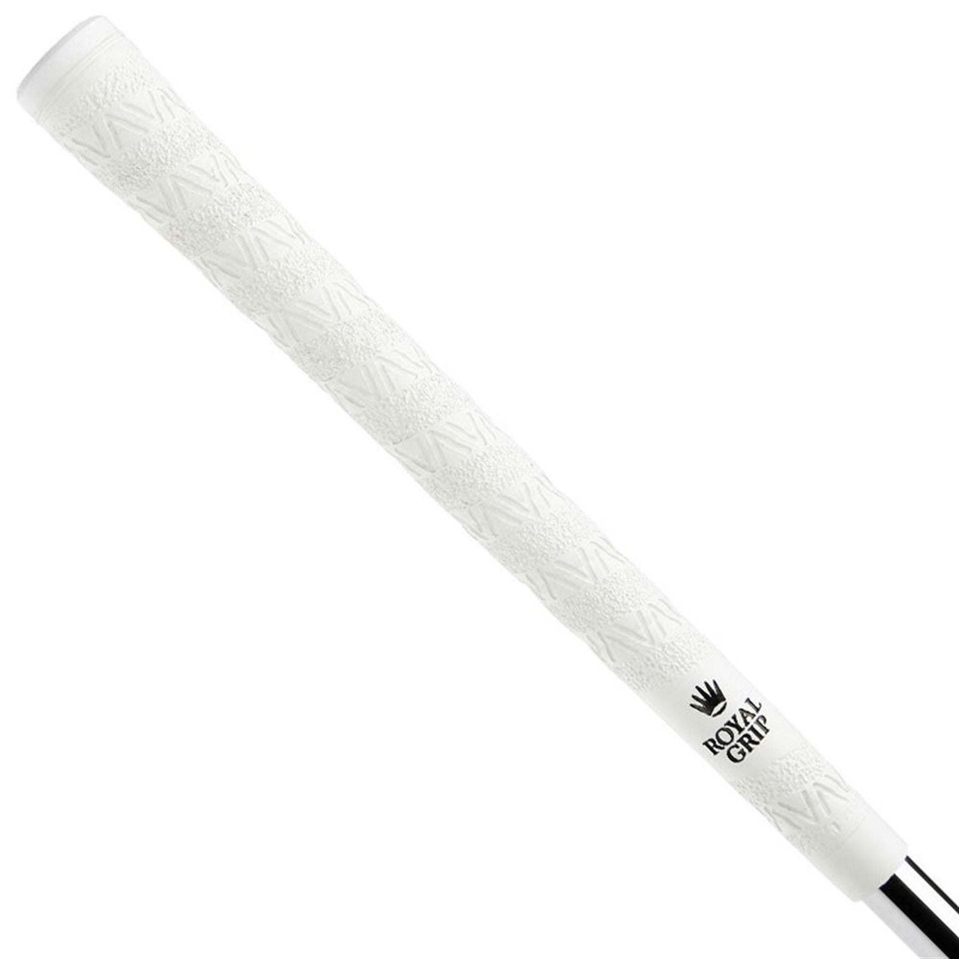Royal Grip V Sand Wrap golf grip in white, featuring textured surface and ergonomic design for a secure, comfortable hold.