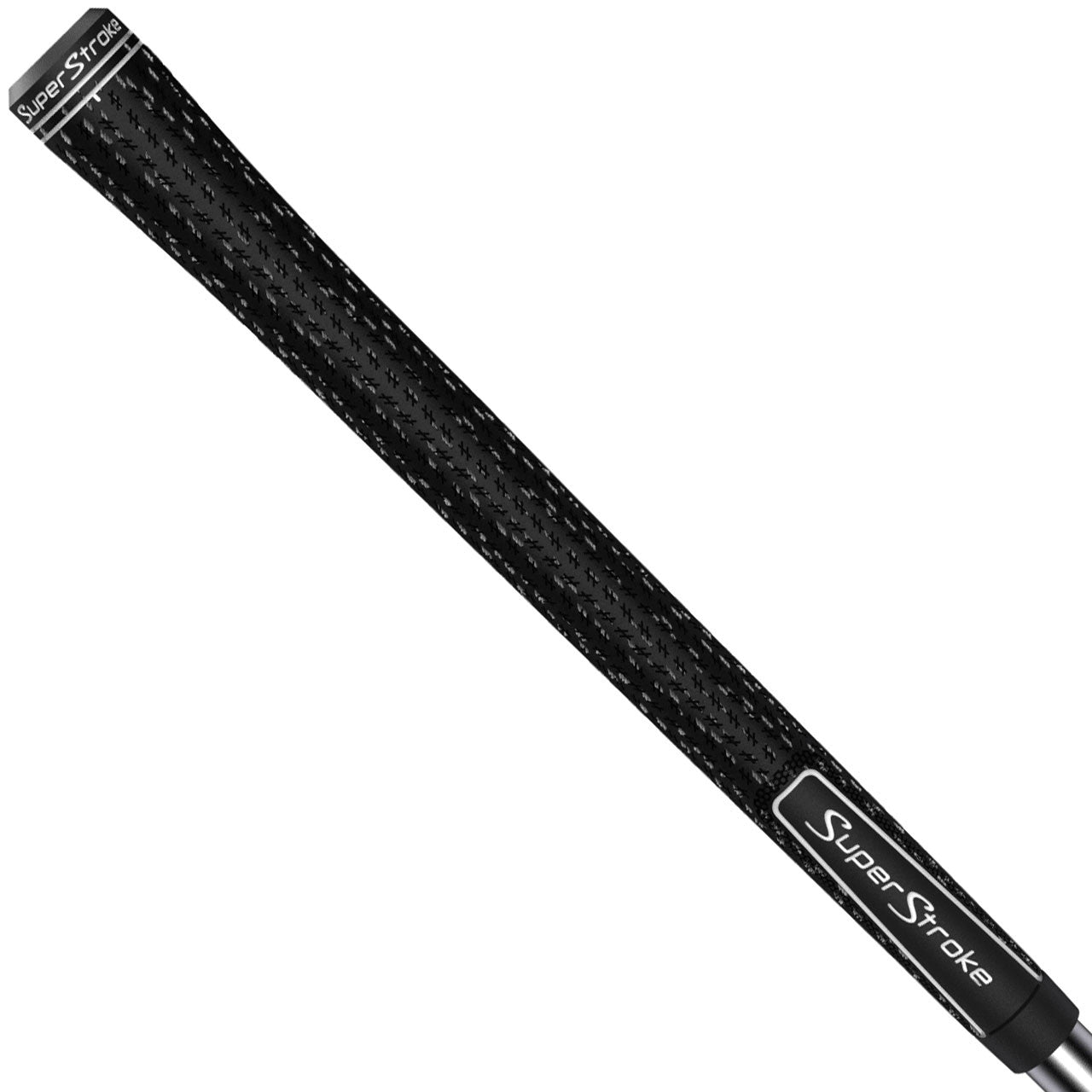 Black Super Stroke Crossline 2.0 Cord golf grip with textured surface for improved grip and control.