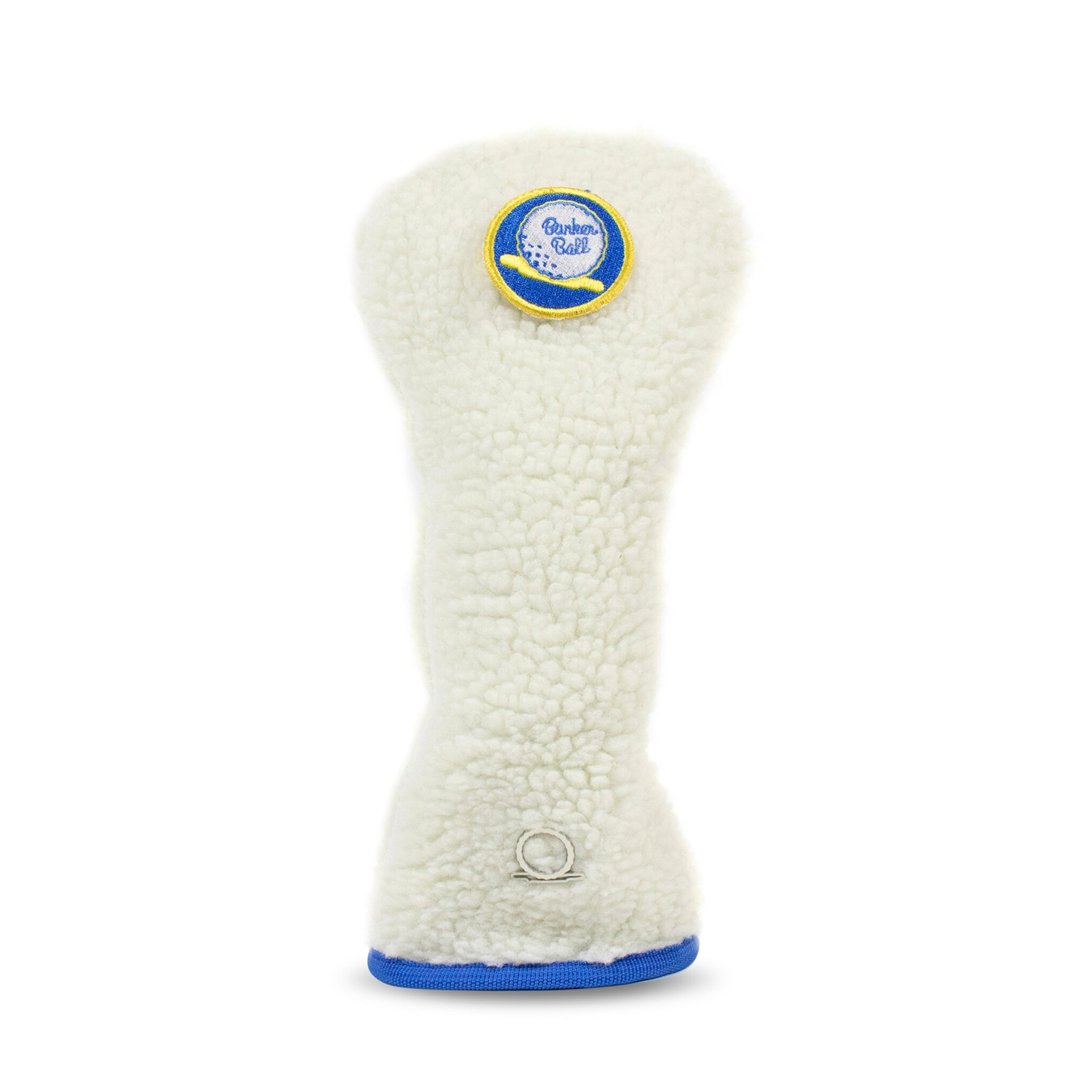 Bunker Ball Golf Sherpa's Headcover in soft fleece material, designed to protect golf club heads with a cozy, plush appearance.