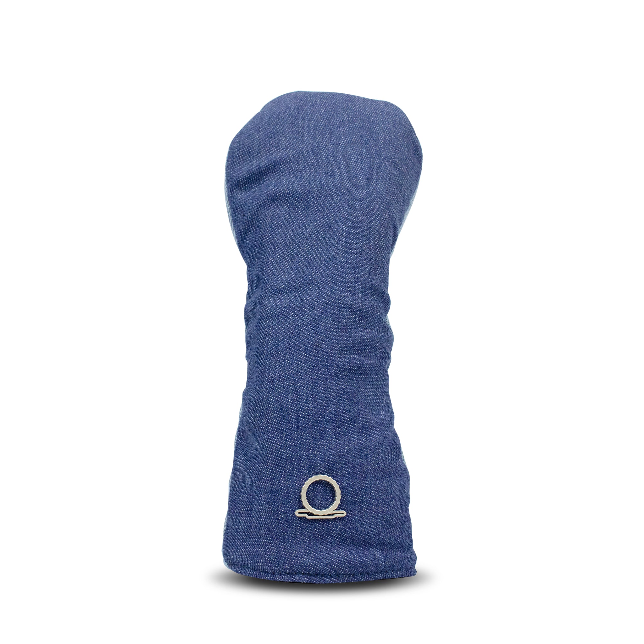 Bunker Ball Golf two-tone denim headcover for golf clubs, featuring a stylish blue and beige design.