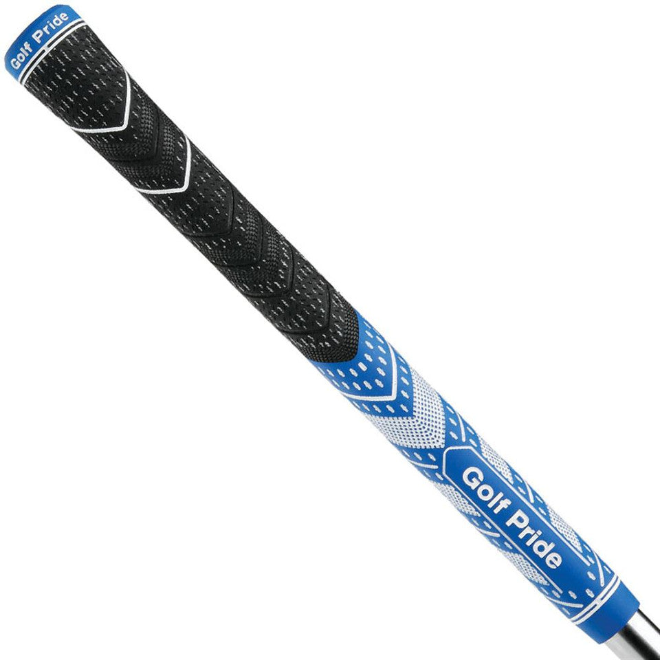 Golf Pride MCC Plus 4 Teams golf grips, close-up showing textured rubber surface and multi-color design for enhanced grip.