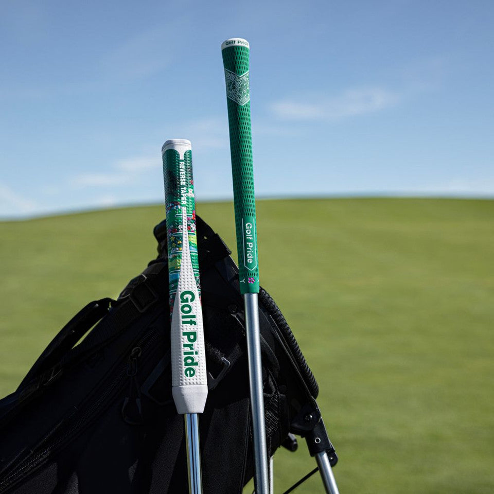Golf Pride Honorary Starter reverse taper pistol putter grip shown, designed for comfortable, secure golf club handling.
