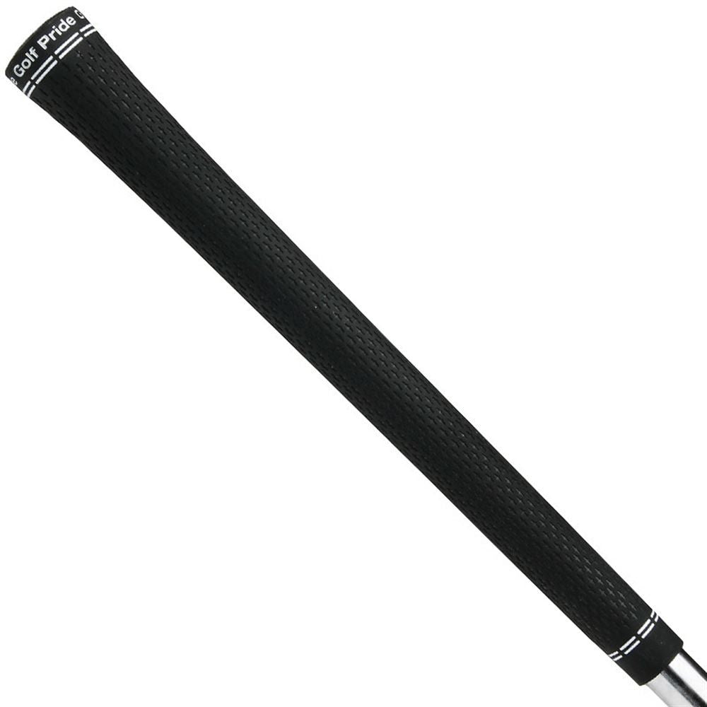 Black Golf Pride Tour Velvet 360 golf grips shown on a club, featuring soft, comfortable grip texture for enhanced control.