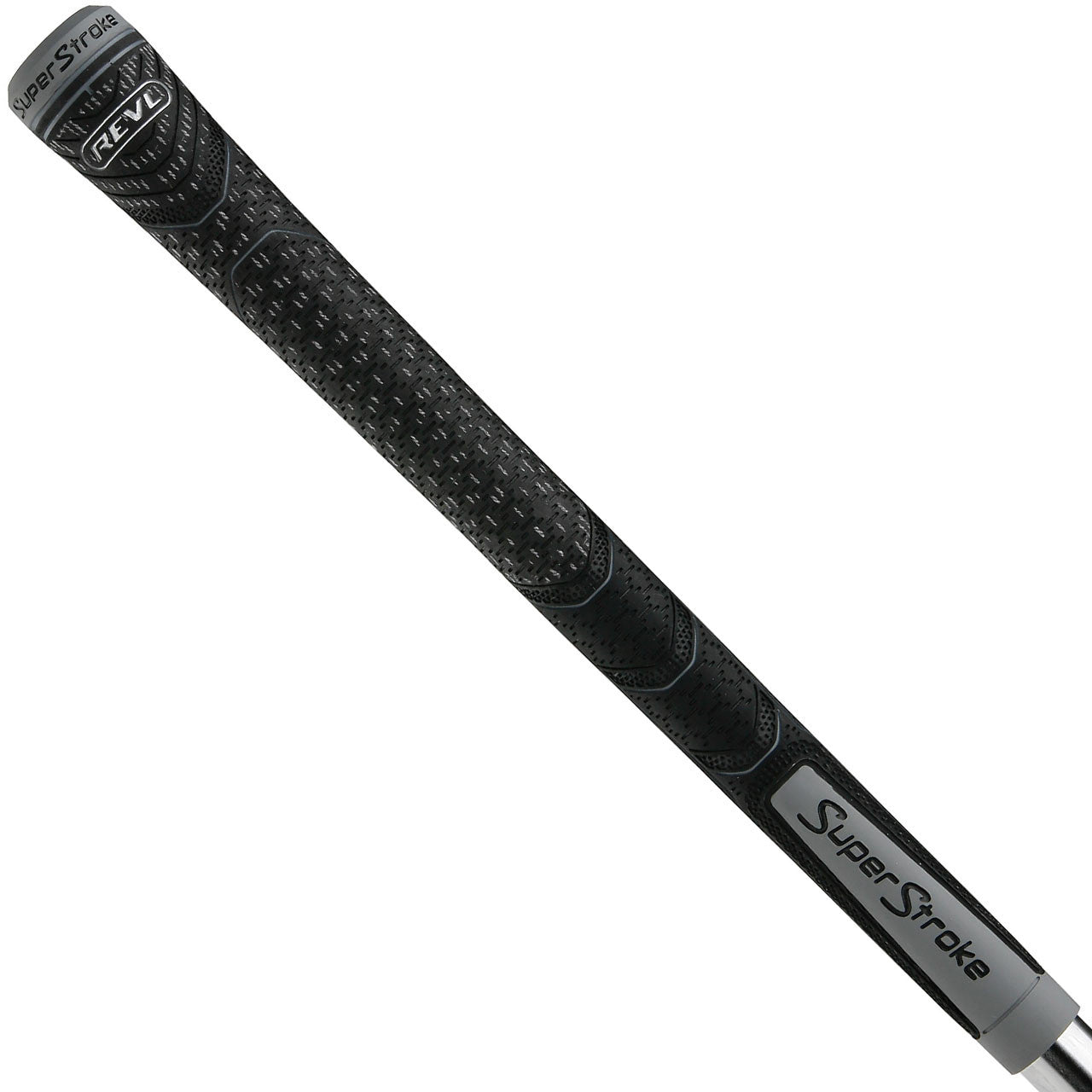 Super Stroke REVL Element Half Cord golf grips in black and grey with textured surface for better grip and control.