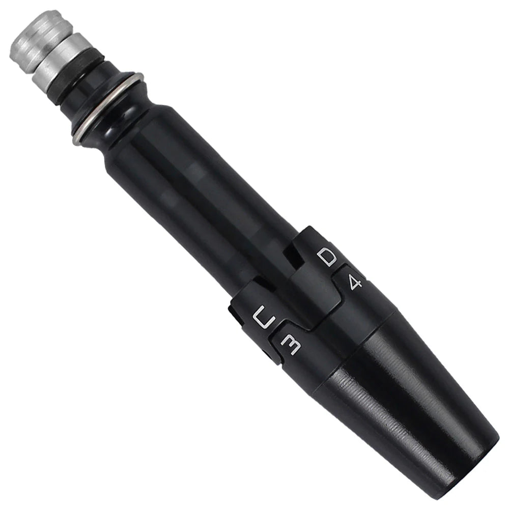 Titleist driver adapter showing the black and silver connection piece for adjustable golf club fitting.