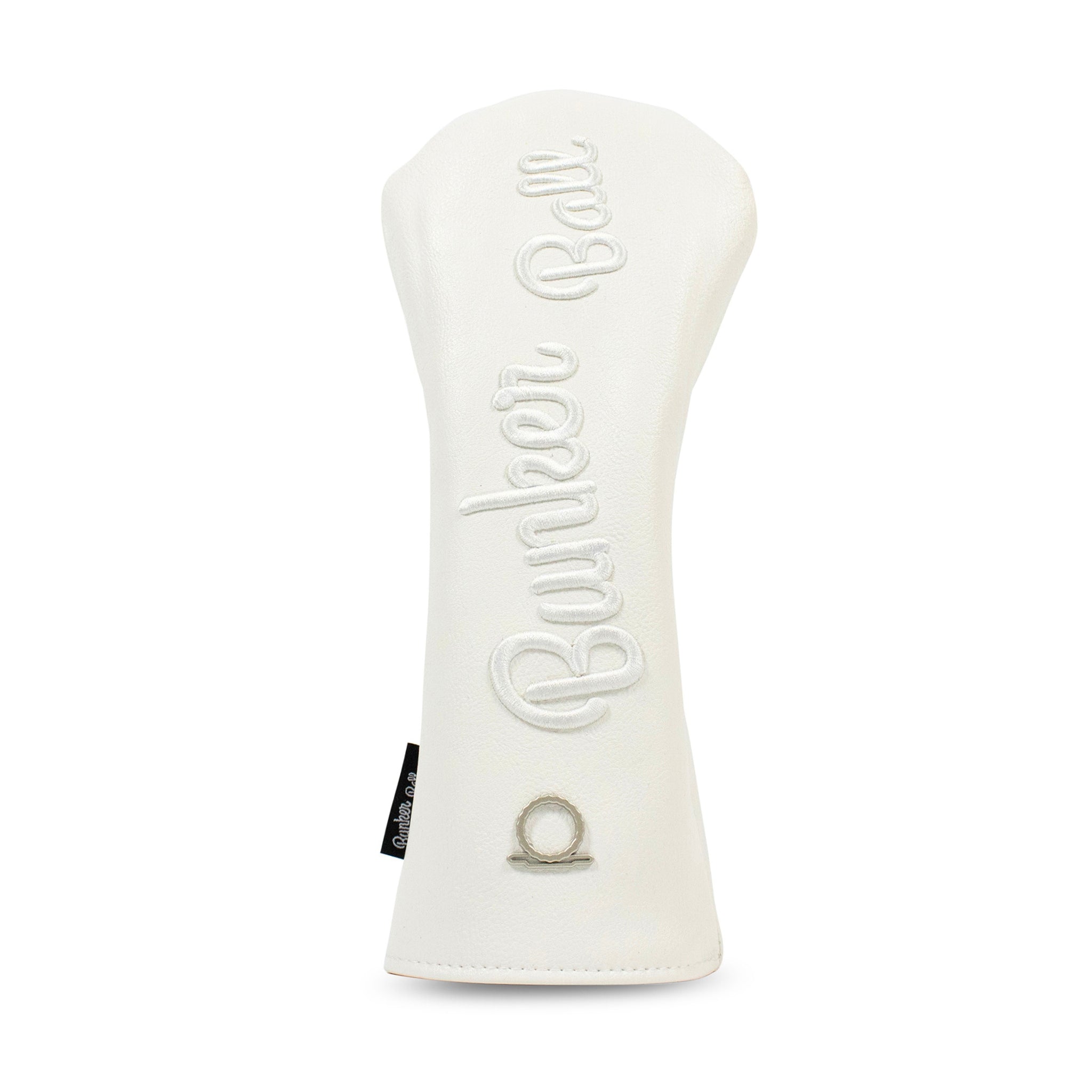 Bunker Ball Golf Spruce Pine headcover with textured fabric and embroidered logo, designed to protect golf club heads.